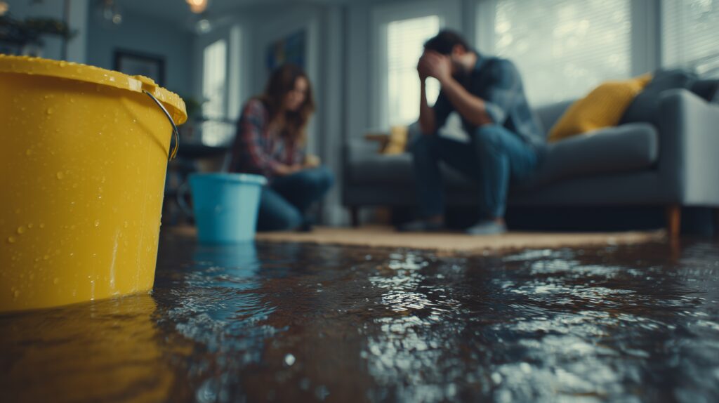 Water damage in a residential home